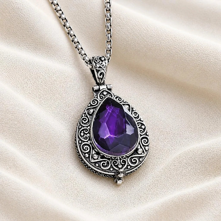 Collier Pendentif en Améthyste en Forme de Goutte