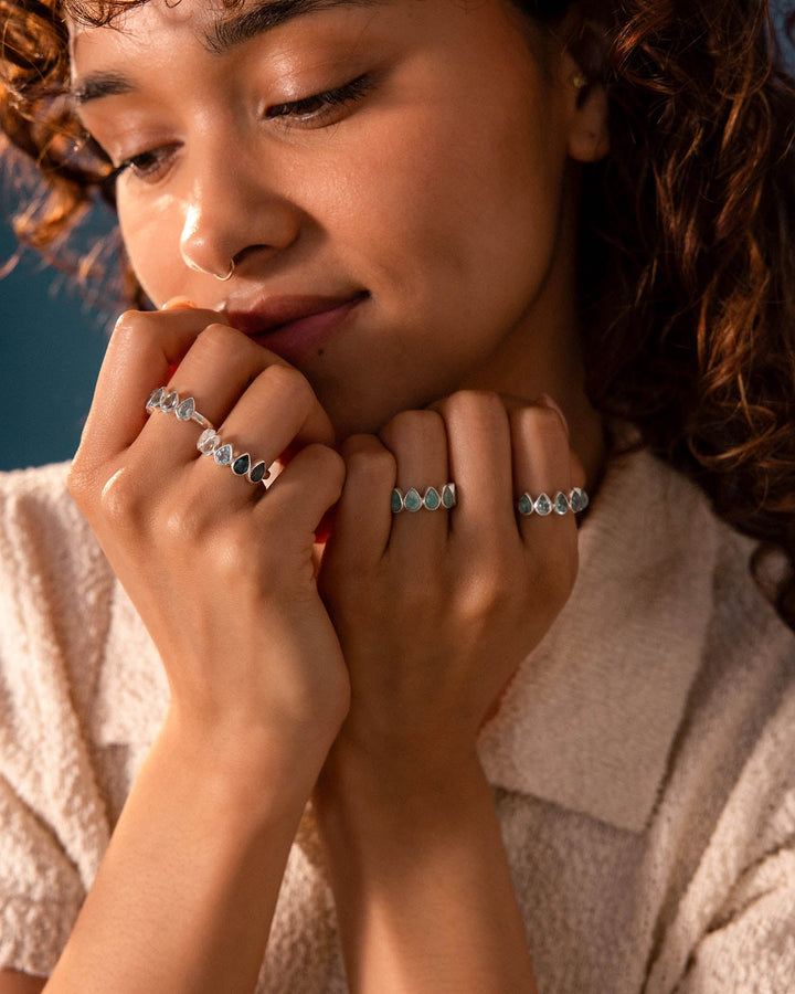 Blue Topaz Teardrops Ring