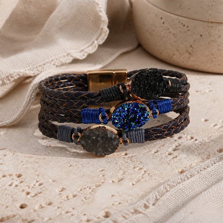 Bracelet en Pierre Tressé Multicouche Triple