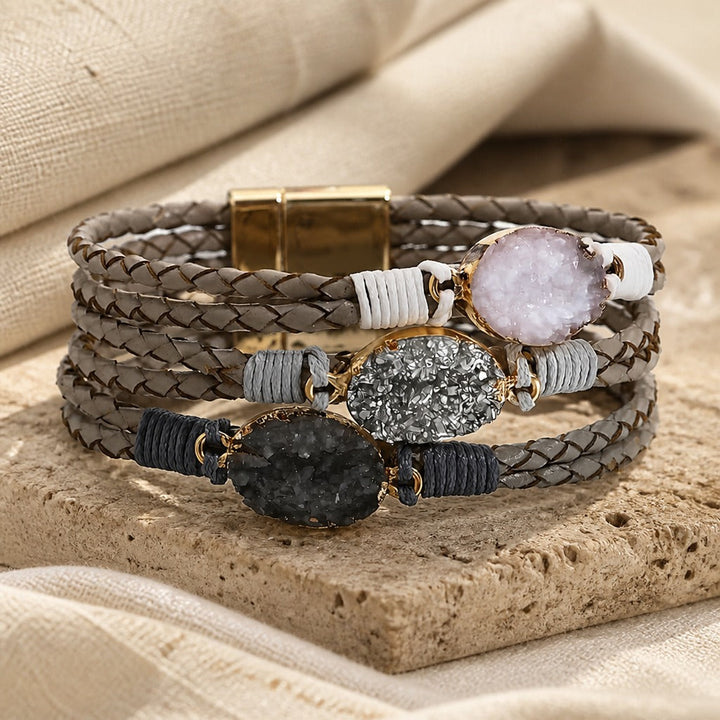 Bracelet en Pierre Tressé Multicouche Triple