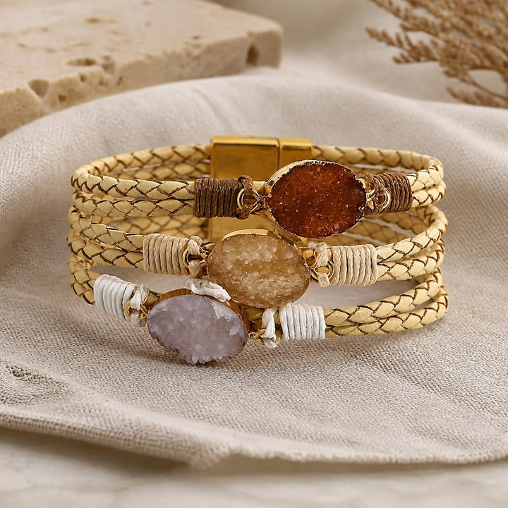 Bracelet en Pierre Tressé Multicouche Triple