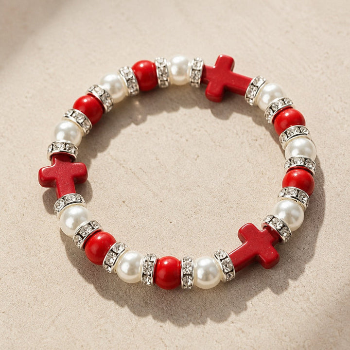 Bracelet en perles turquoise avec croix
