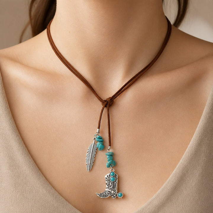 Collier Enveloppe en Plume Turquoise