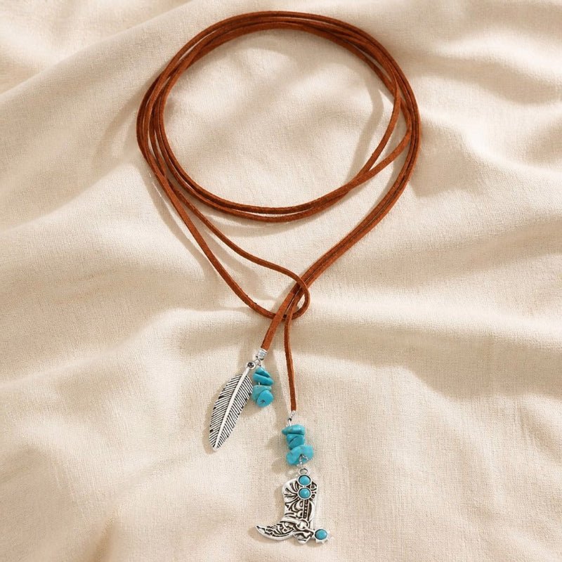 Collier Enveloppe en Plume Turquoise