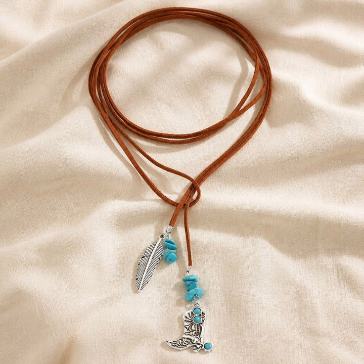 Collier Enveloppe en Plume Turquoise
