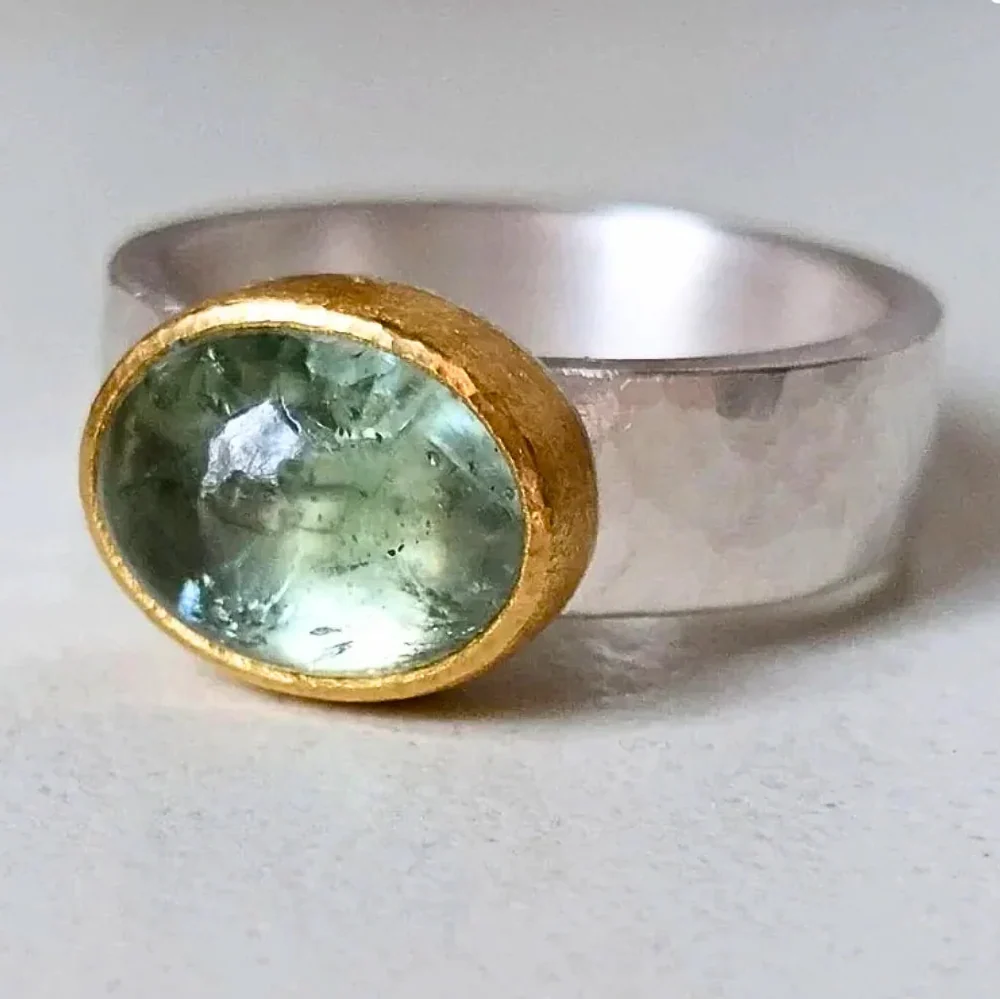 Bague Vintage Verte Artisanale