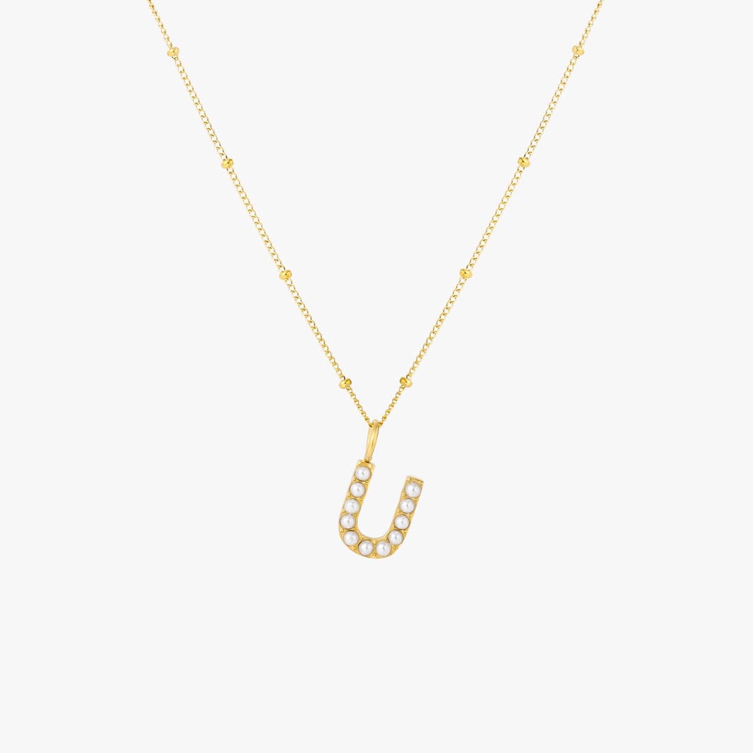 Collier Pendentif Initial en Perles