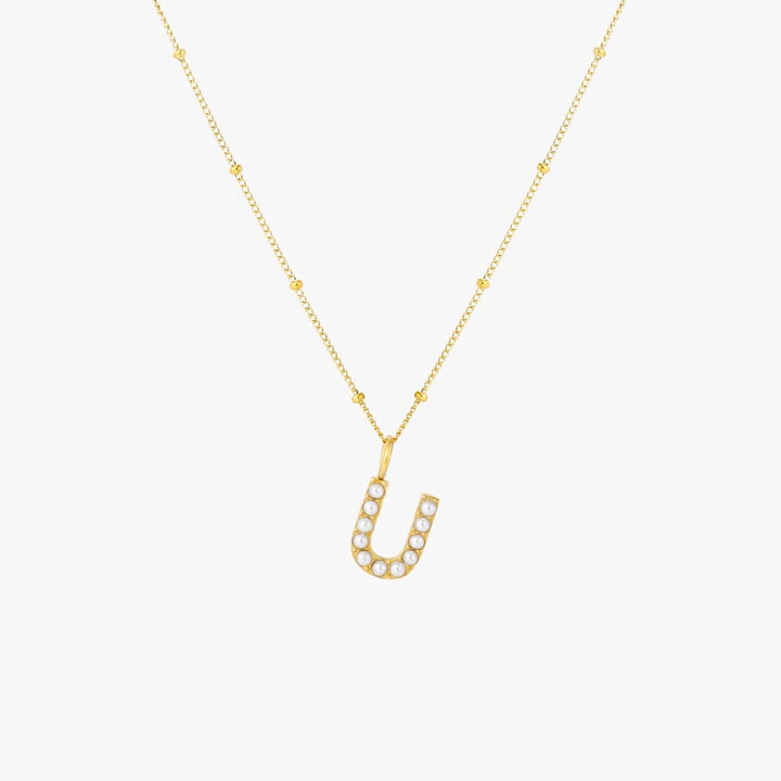 Collier Pendentif Initial en Perles
