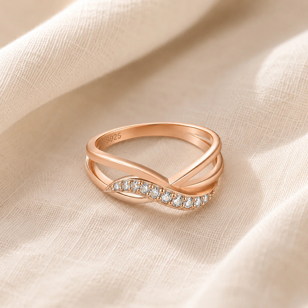 Bague en Perles Géométriques Uniques en Or Rose