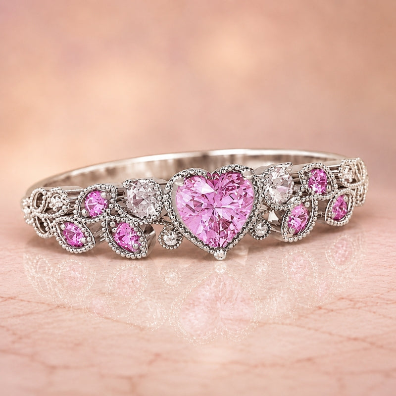 Bague en Pierre Précieuse en Forme de Cœur