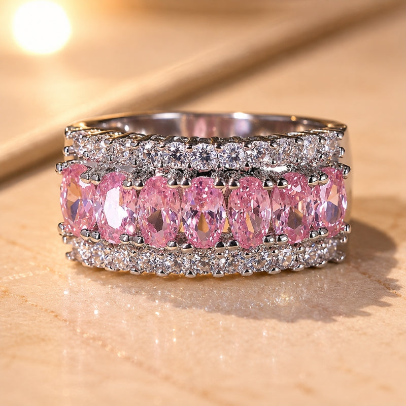 Bague en zirconia ovale en cluster