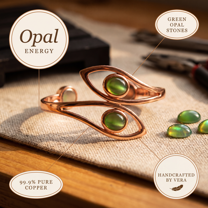 Bracelet en cuivre avec opale cuivrée