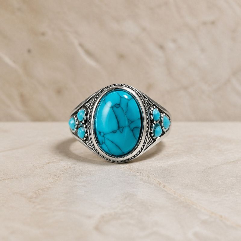 Bague Opulente en Turquoise Ovale