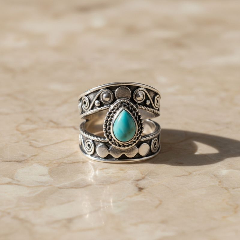 Bague Opulente en Turquoise Goutte d&