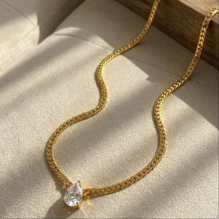 Collier Serpent en Zirconium en Forme de Goutte