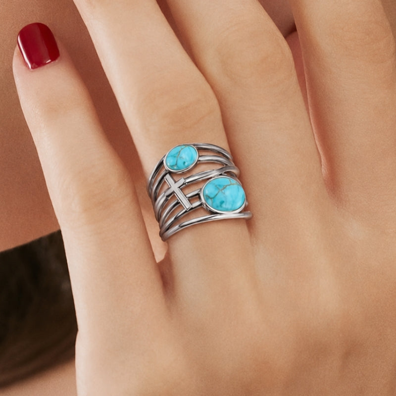 Bague Large en Turquoise Opulente