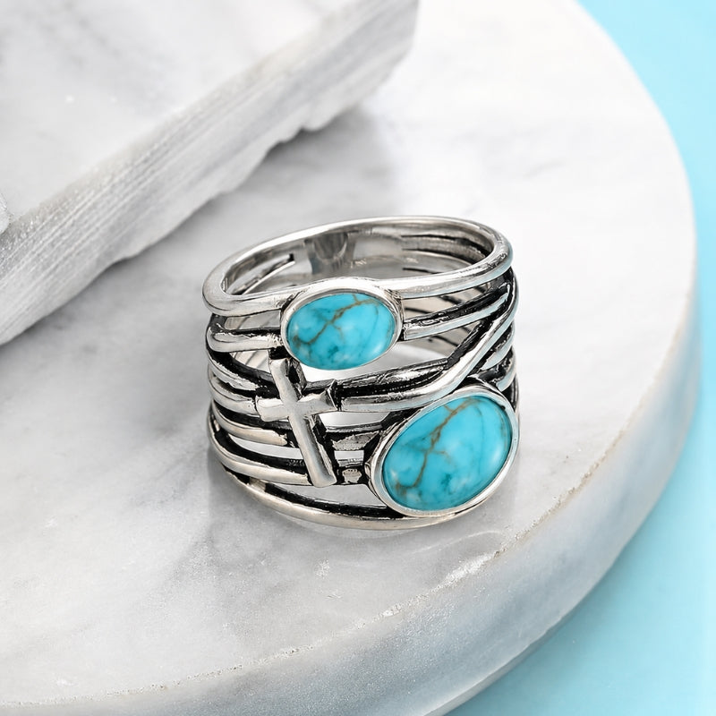 Bague Large en Turquoise Opulente