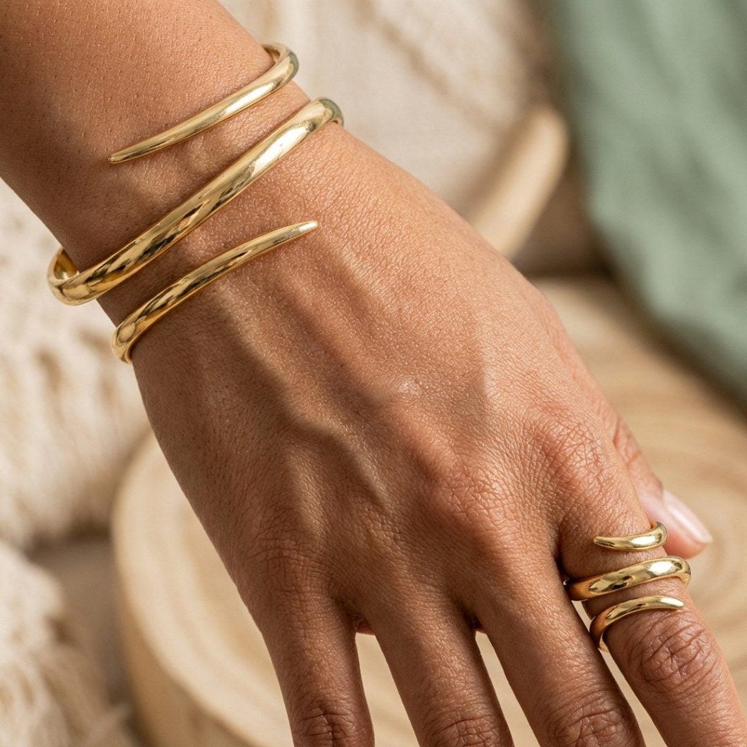 Ensemble de Bracelet et Bague Serpent Abstrait