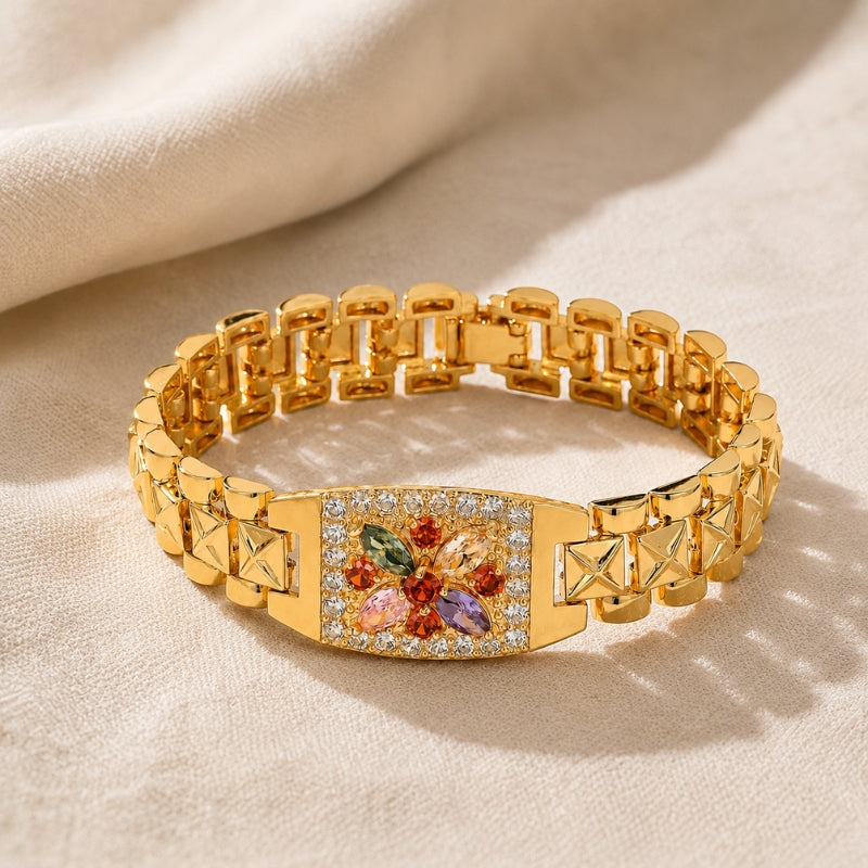 Bracelet Intemporel en Zirconia Fleurs