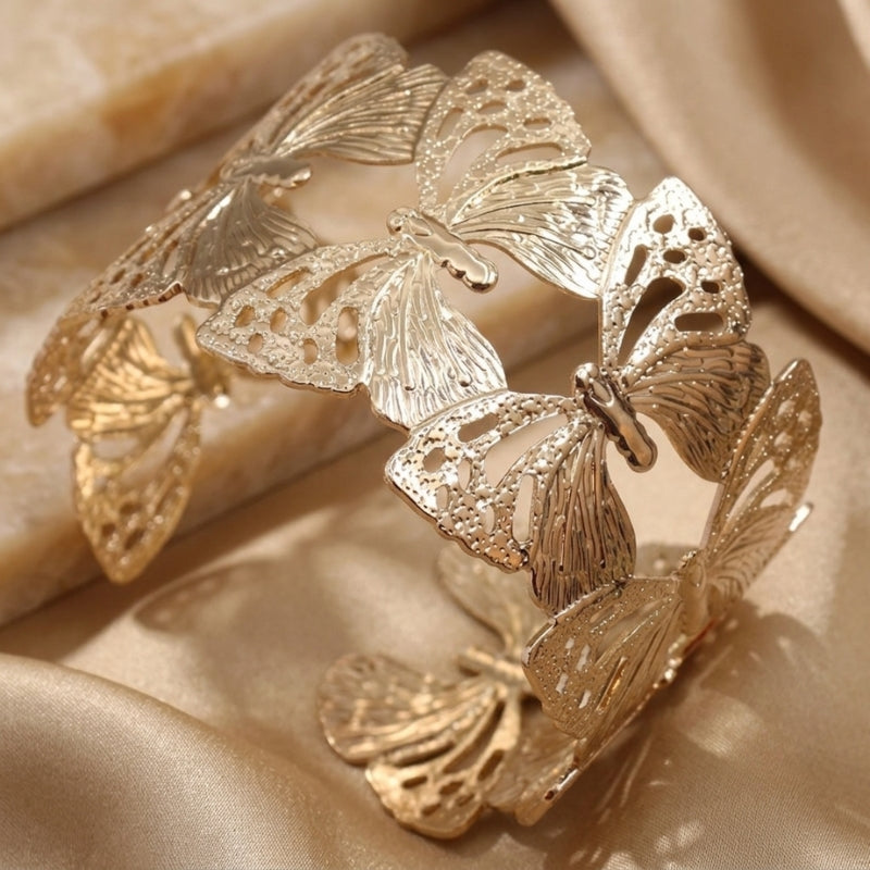 Bracelet Ouvert Élégant en Forme de Papillon