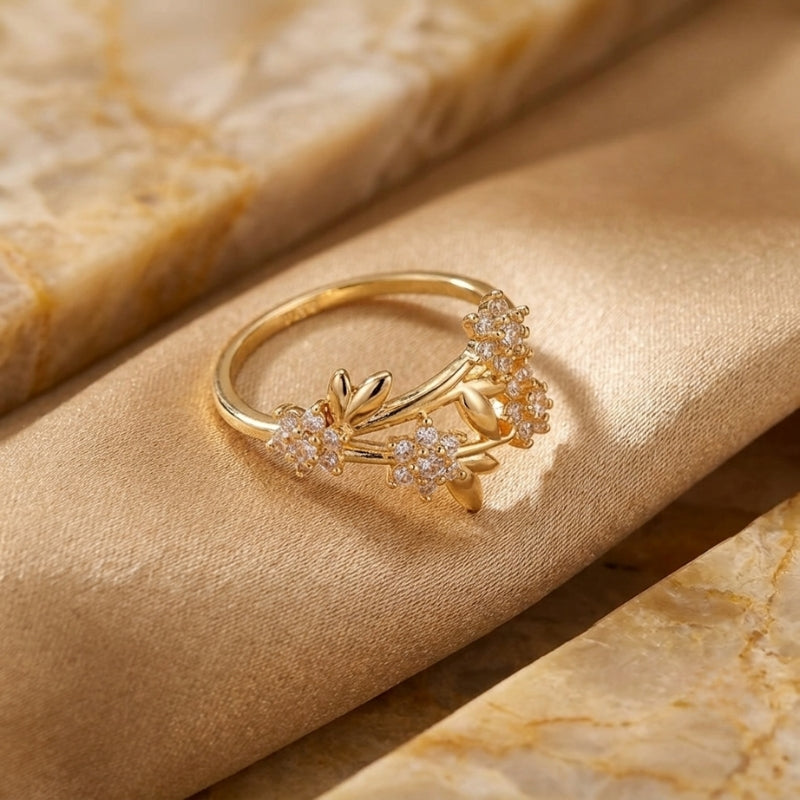 Bague Florale Intemporelle en Zirconia