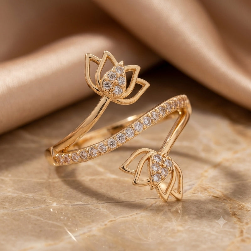 Bague Lotus Intemporelle en Zirconium