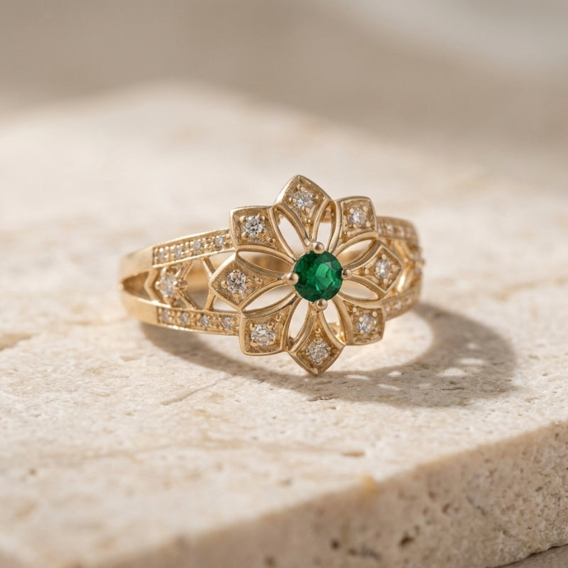 Bague Florale en Zirconium Intemporelle