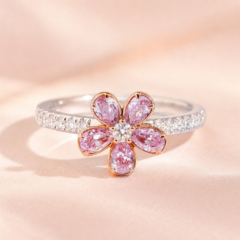 Bague Éclatante Fleur Rose