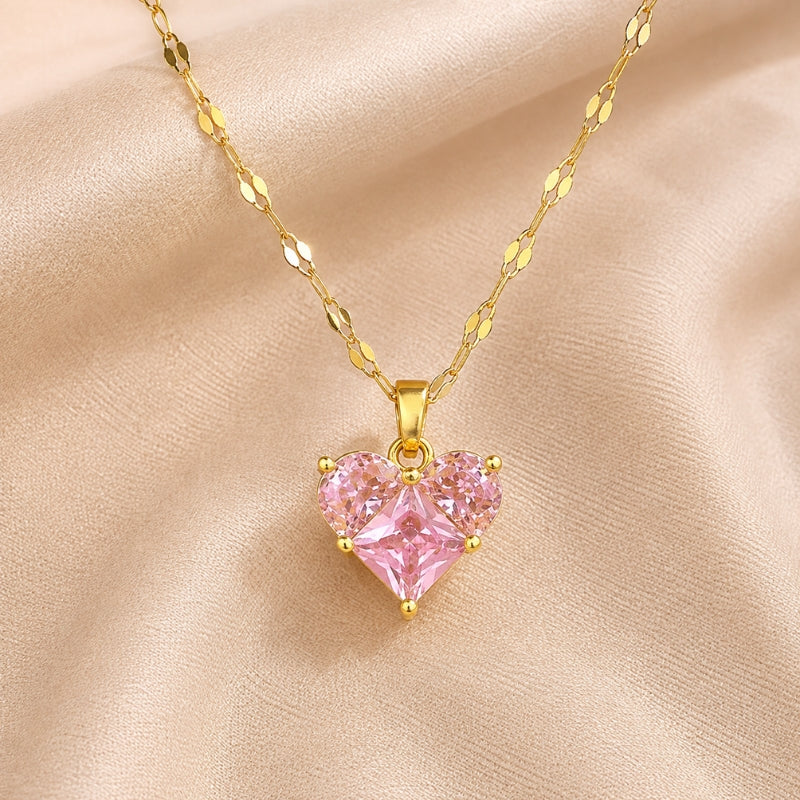 Collier en Zirconia Cœur Éclatant