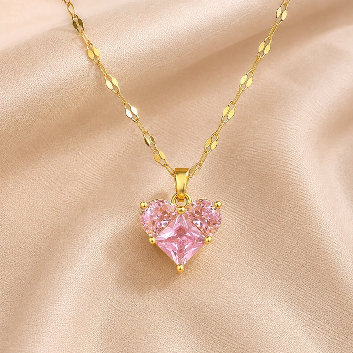 Collier en Zirconia Cœur Éclatant