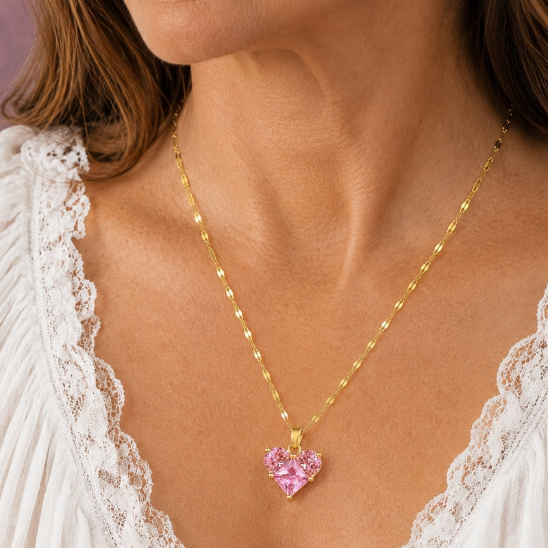 Collier en Zirconia Cœur Éclatant