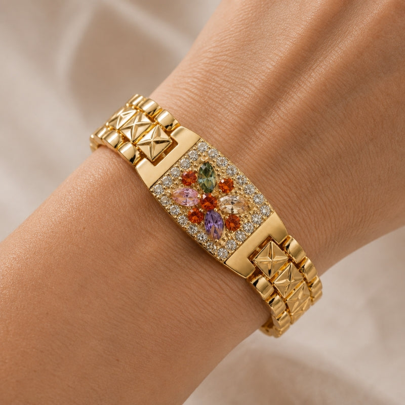 Bracelet Intemporel en Zirconia Fleurs