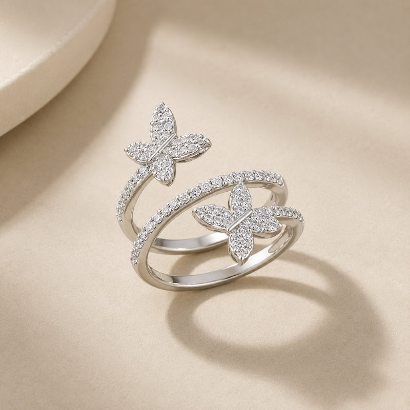 Bague Luxueuse en Forme de Papillon