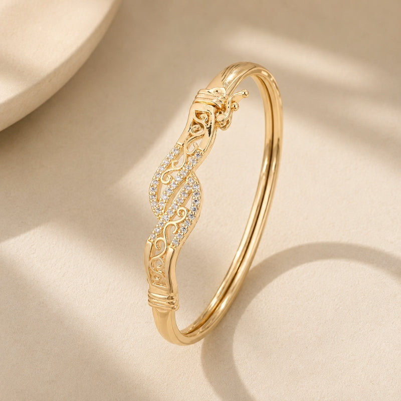 Bracelet Rétro en Laiton Brillant
