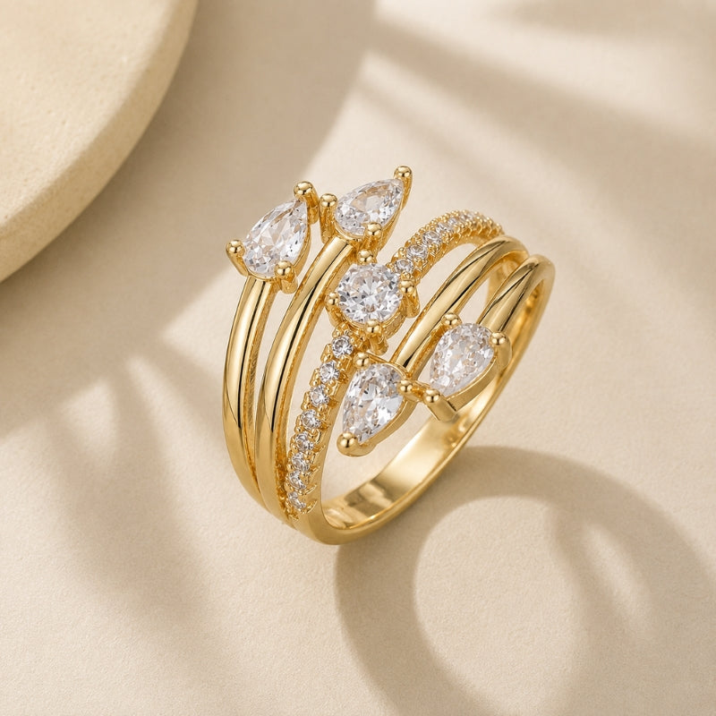 Bague Radieuse en Zirconia Géométrique
