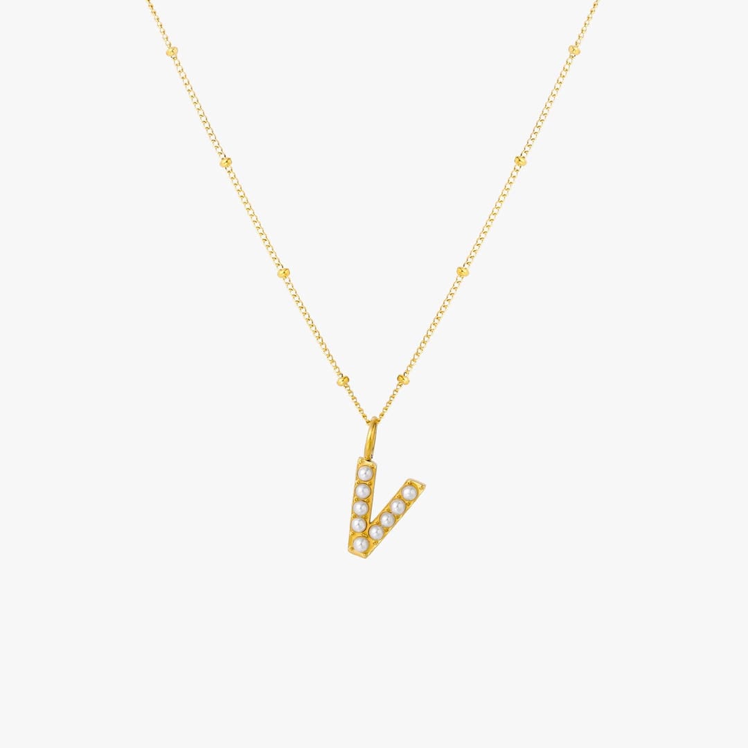 Collier Pendentif Initial en Perles
