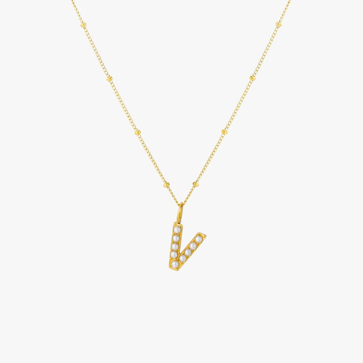 Collier Pendentif Initial en Perles