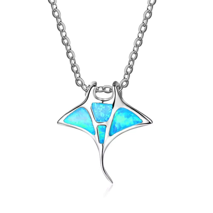 Collier en opale bleue Raie Manta