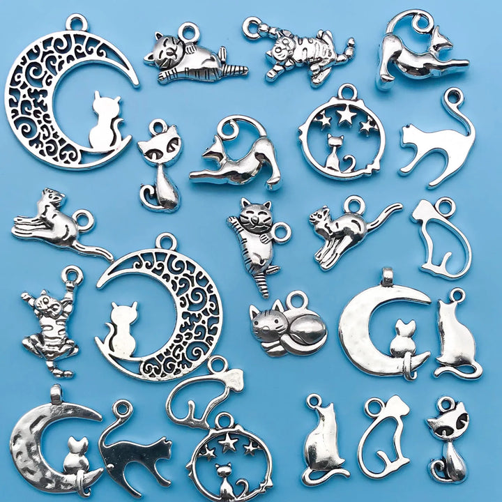 Collection de Charms en Argent Vintage sur le Thème des Chats
