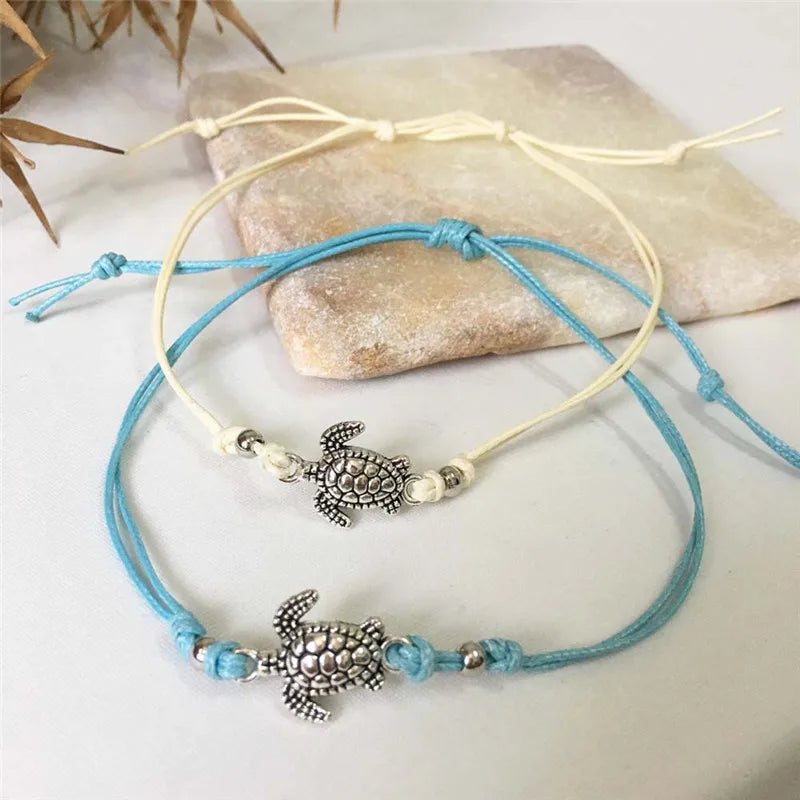Bracelet de cheville en cuir de tortue marine