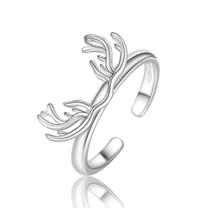 Bague en argent sterling ornée de bois de cerf