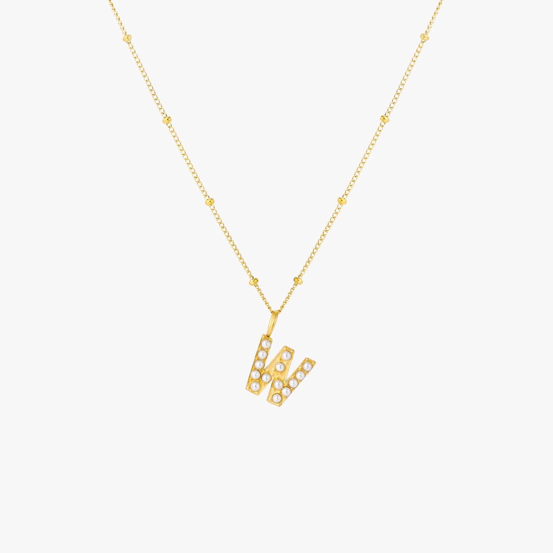 Collier Pendentif Initial en Perles