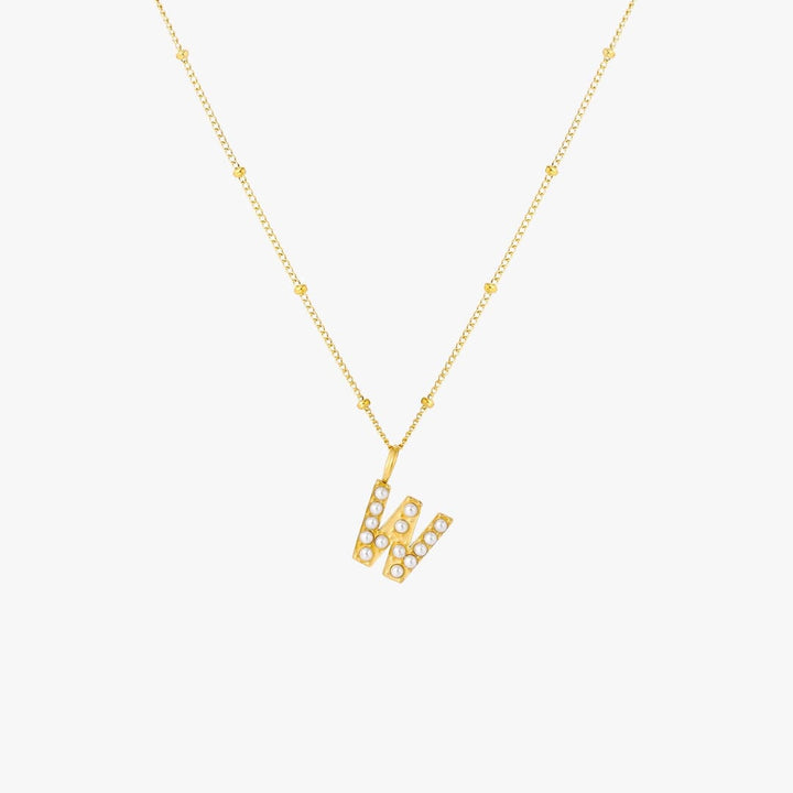 Collier Pendentif Initial en Perles
