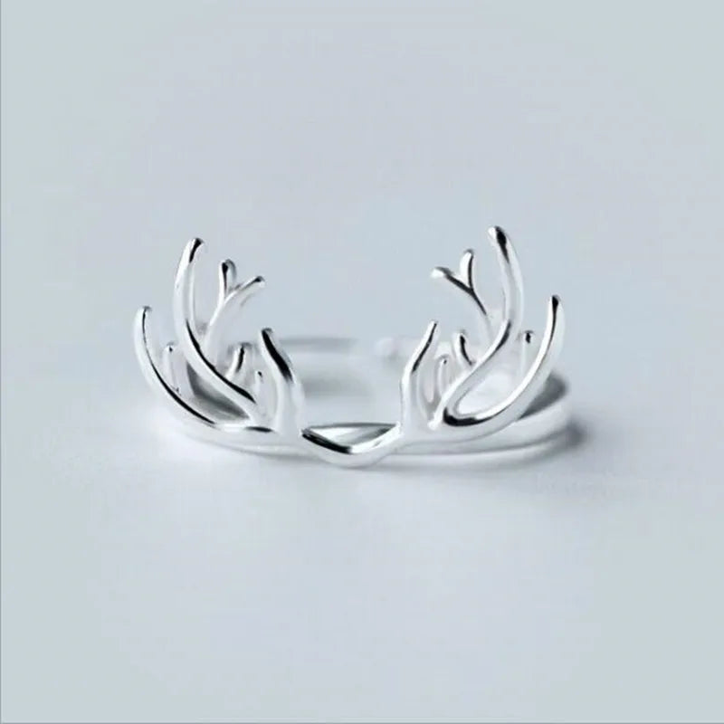 Bague en argent sterling ornée de bois de cerf