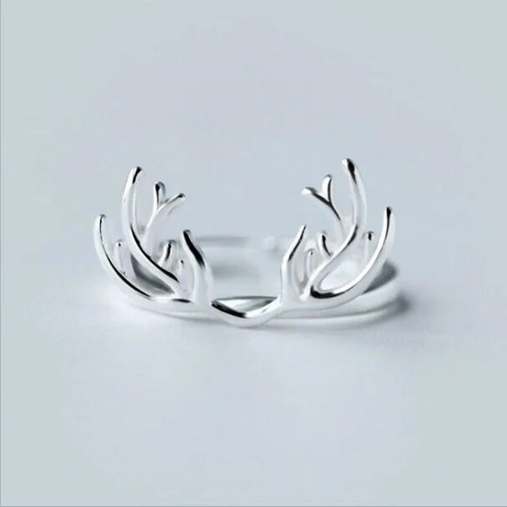 Bague en argent sterling ornée de bois de cerf