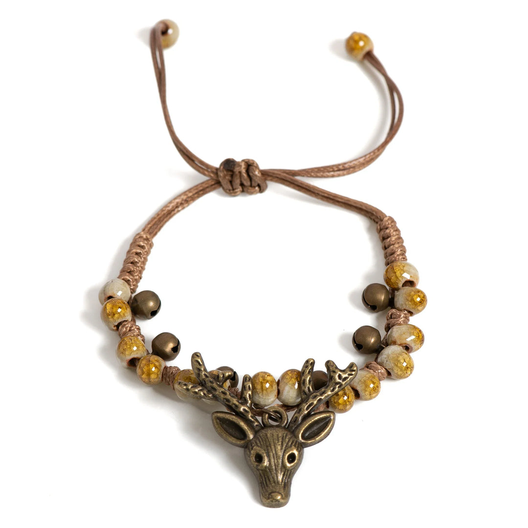 Bracelet en céramique fait main avec pendentif en forme de faon