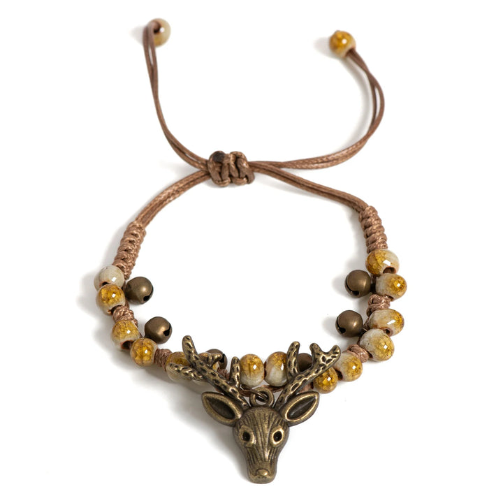 Bracelet en céramique fait main avec pendentif en forme de faon
