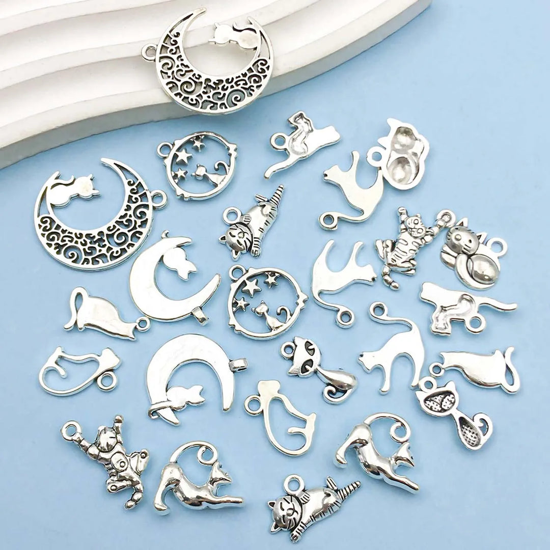 Collection de Charms en Argent Vintage sur le Thème des Chats