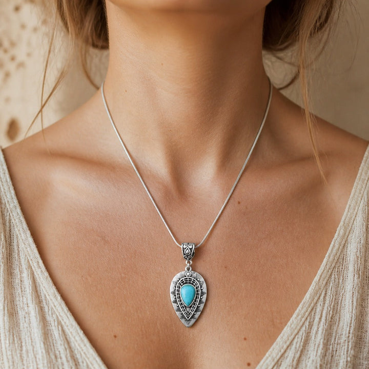 Collier Pendentif en Turquoise Goutte d&