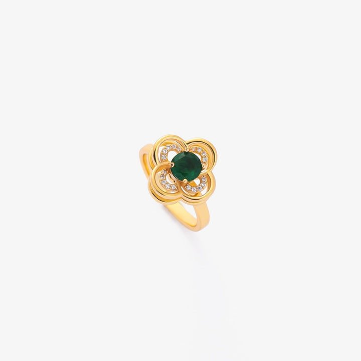 Clover Halo Emerald Spinning Ring | Gold